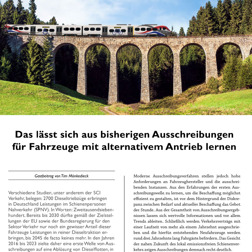 Titel des Artikels von Tim Mönkedieck im Fachmagazin bahn manager