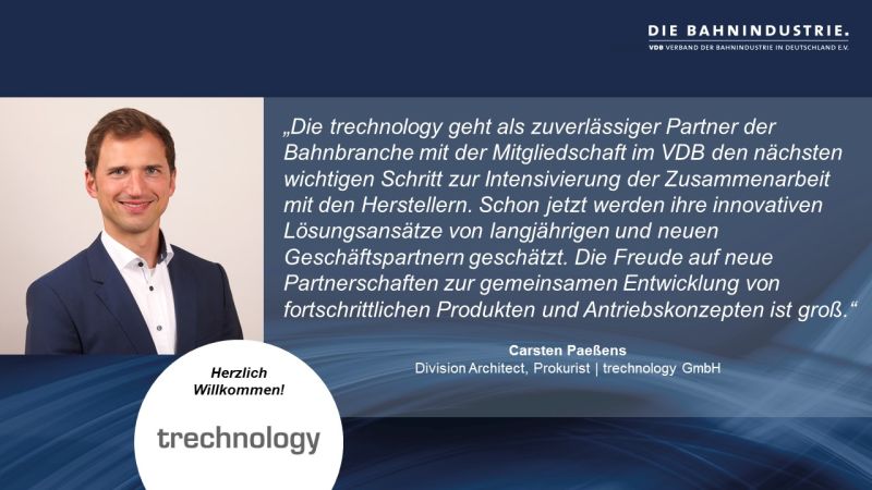 Zitat von Carsten Paßens, Prokurist und Division Architect der trechnology GmbH zur VDB-Mitgliedschaft