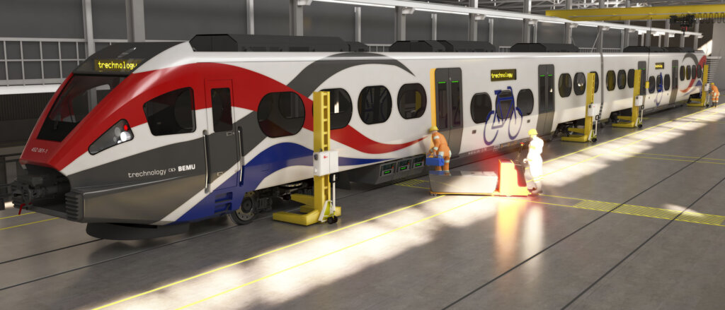 BEMU im trechnology Design im Depot bei einem Austausch der Bordnetzbatterie