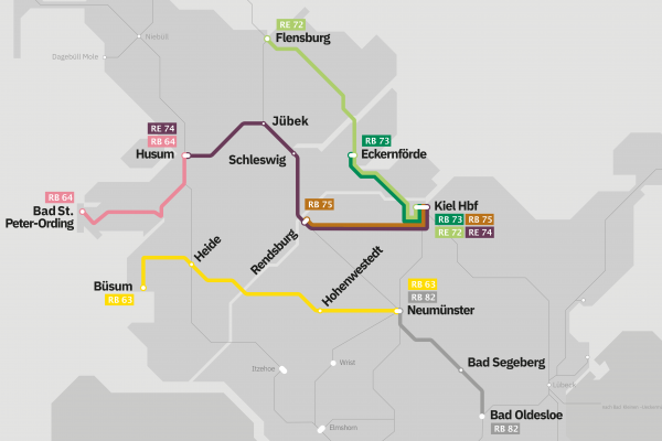Die zwei Netze der nordbahn in Schleswig-Holstein